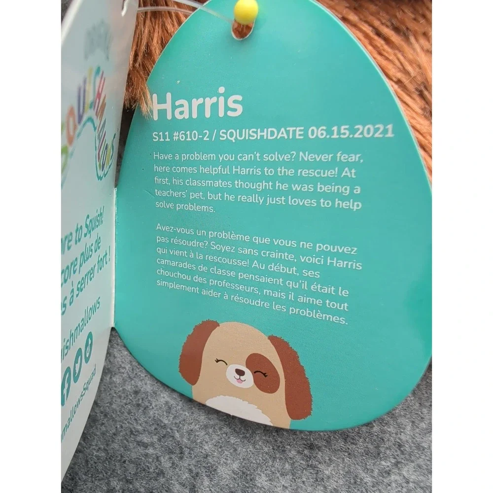 NWT Original Harris Squishmallows Dog Plush Pillow 11 Inches